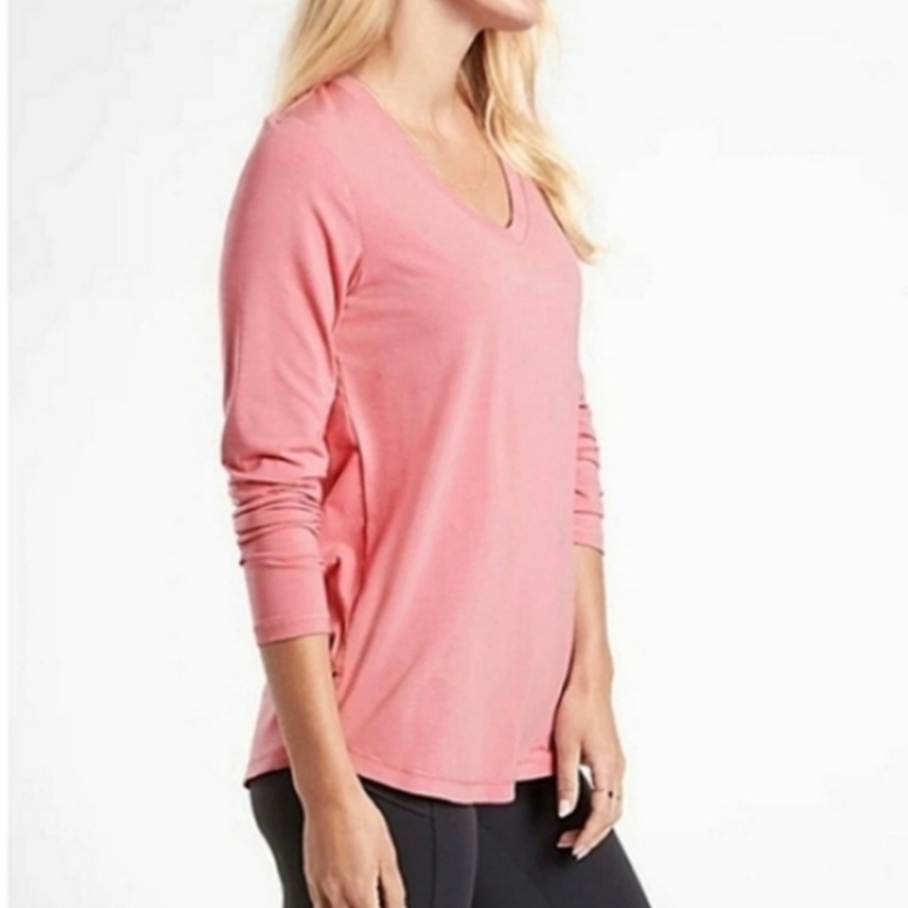 Athleta Essential Modal Blend V Neck Basic Pink T… - image 7